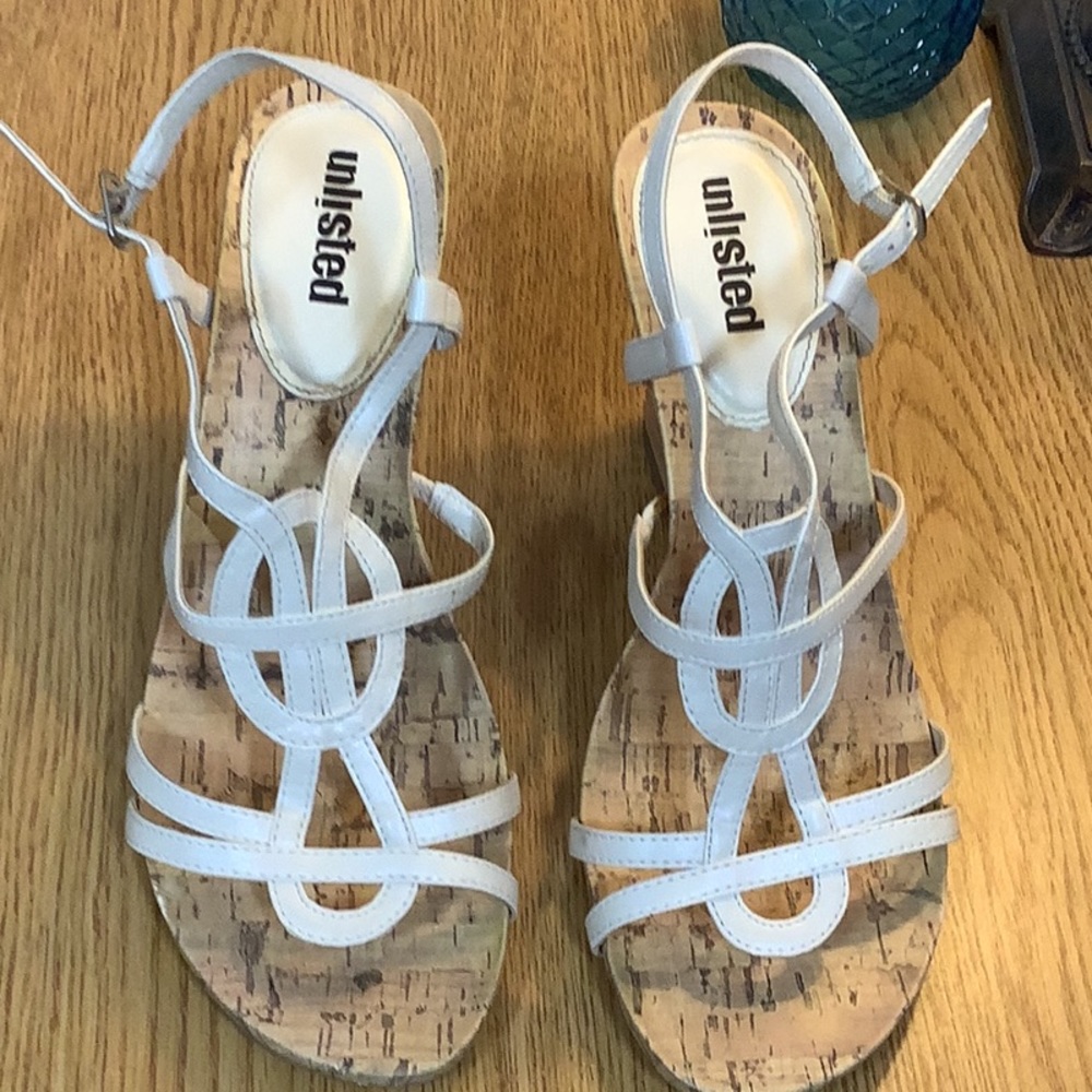 Unlisted Cork Wedge Sandal (Opaque White - Sz 10M)